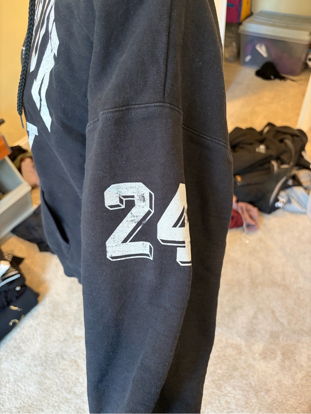 Firstport Montauk Rugby black distressed hooded sweatshirt sz M - Picture 4 of 6